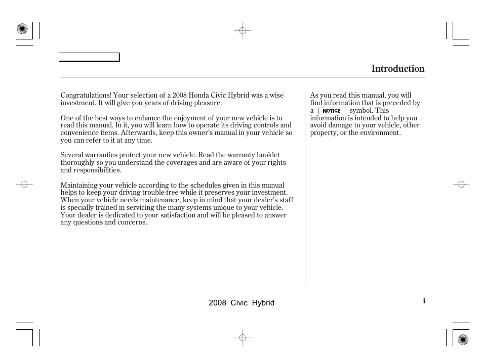 HONDA 2008 Civic Hybrid - Owner's Manual User Manual | 300 pages