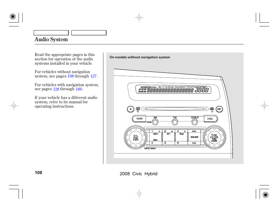 Audio system | HONDA 2008 Civic Hybrid - Owner's Manual User Manual | Page 111 / 300