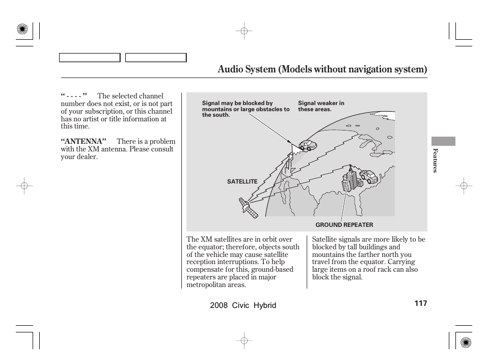 Audio system (models without navigation system) | HONDA 2008 Civic Hybrid - Owner's Manual User Manual | Page 120 / 300