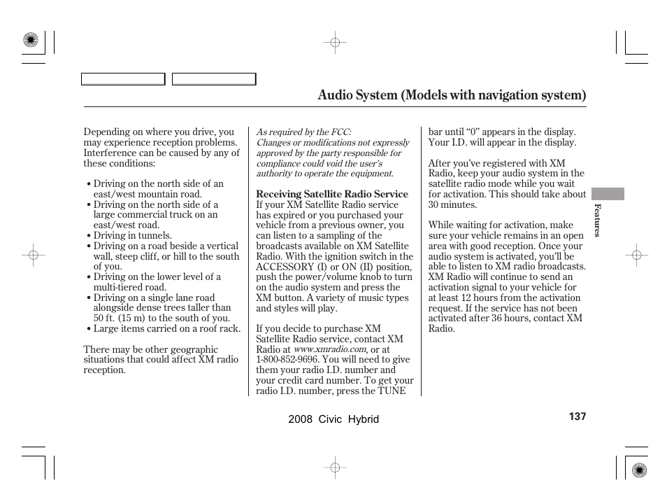 Audio system (models with navigation system) | HONDA 2008 Civic Hybrid - Owner's Manual User Manual | Page 140 / 300