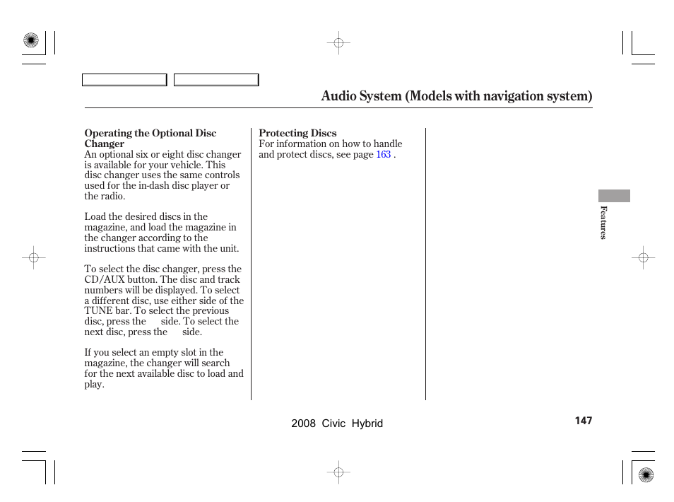 Audio system (models with navigation system) | HONDA 2008 Civic Hybrid - Owner's Manual User Manual | Page 150 / 300