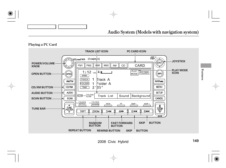 Audio system (models with navigation system) | HONDA 2008 Civic Hybrid - Owner's Manual User Manual | Page 152 / 300