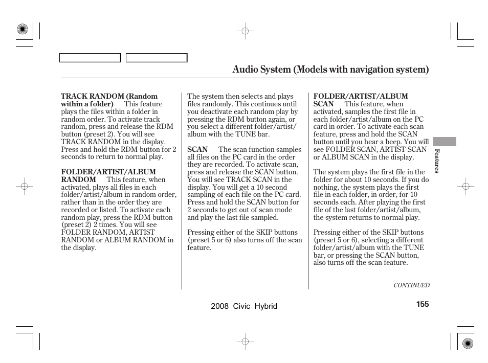 Audio system (models with navigation system) | HONDA 2008 Civic Hybrid - Owner's Manual User Manual | Page 158 / 300