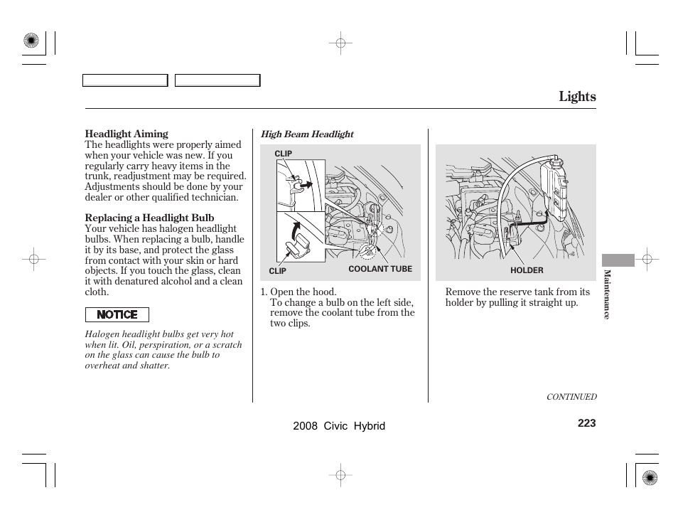 Lights | HONDA 2008 Civic Hybrid - Owner's Manual User Manual | Page 226 / 300