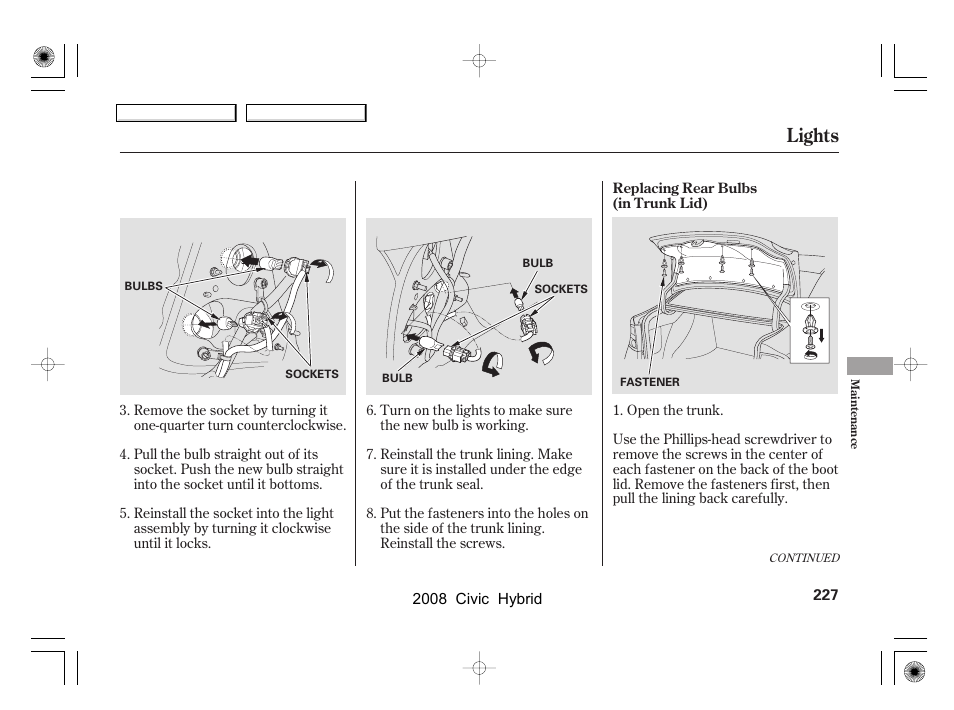 Lights | HONDA 2008 Civic Hybrid - Owner's Manual User Manual | Page 230 / 300