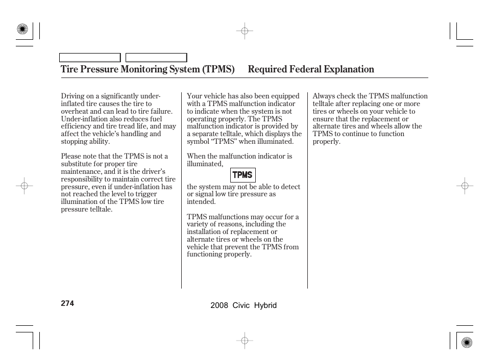 HONDA 2008 Civic Hybrid - Owner's Manual User Manual | Page 277 / 300