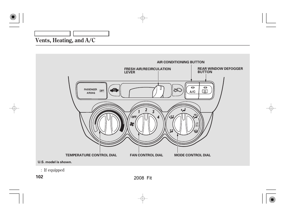 Vents, heating, and a/c | HONDA 2008 Fit - Owner's Manual User Manual | Page 105 / 280