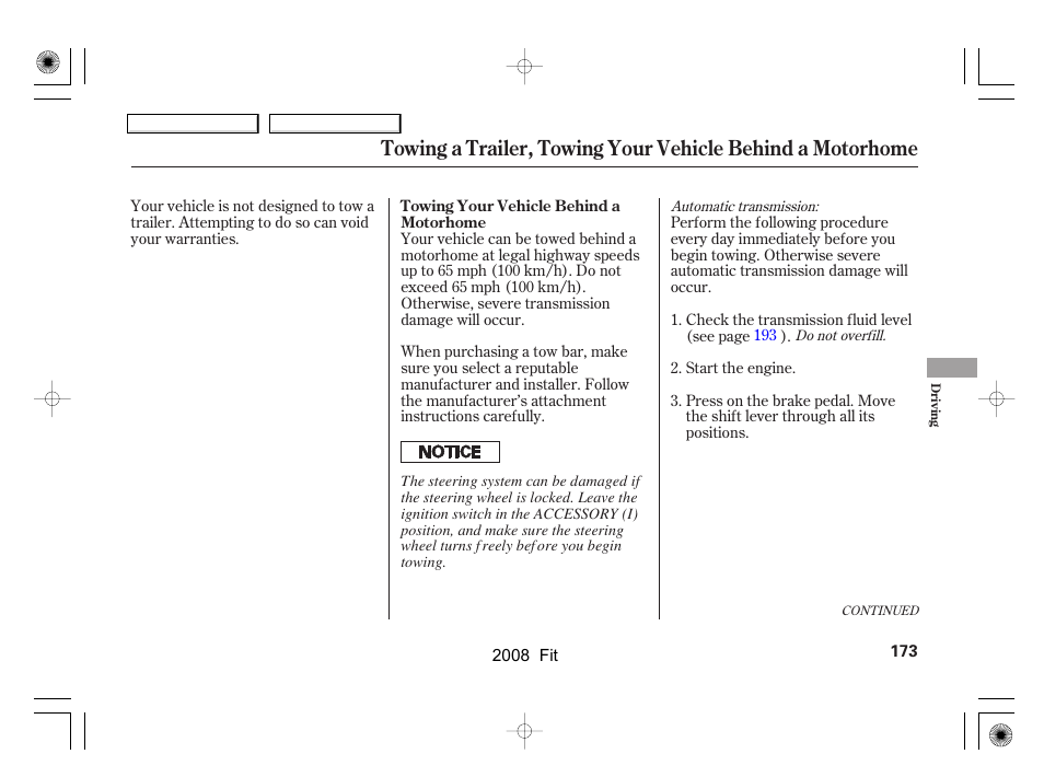 HONDA 2008 Fit - Owner's Manual User Manual | Page 176 / 280