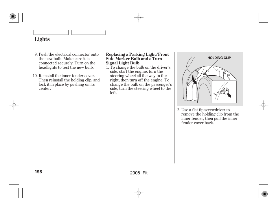 Lights | HONDA 2008 Fit - Owner's Manual User Manual | Page 201 / 280