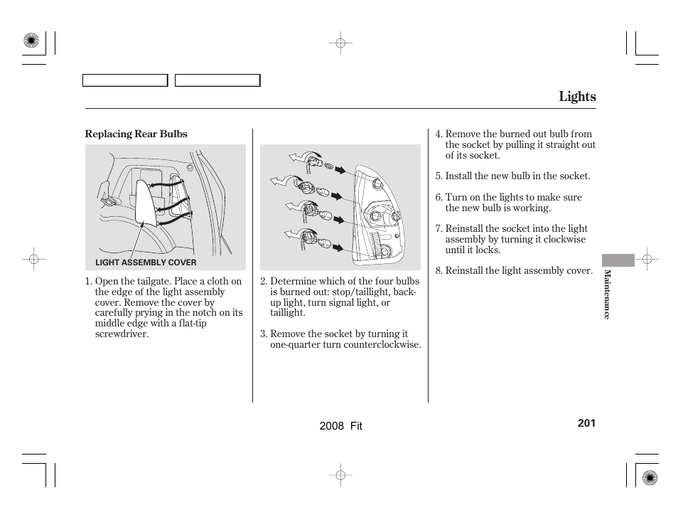 Lights | HONDA 2008 Fit - Owner's Manual User Manual | Page 204 / 280