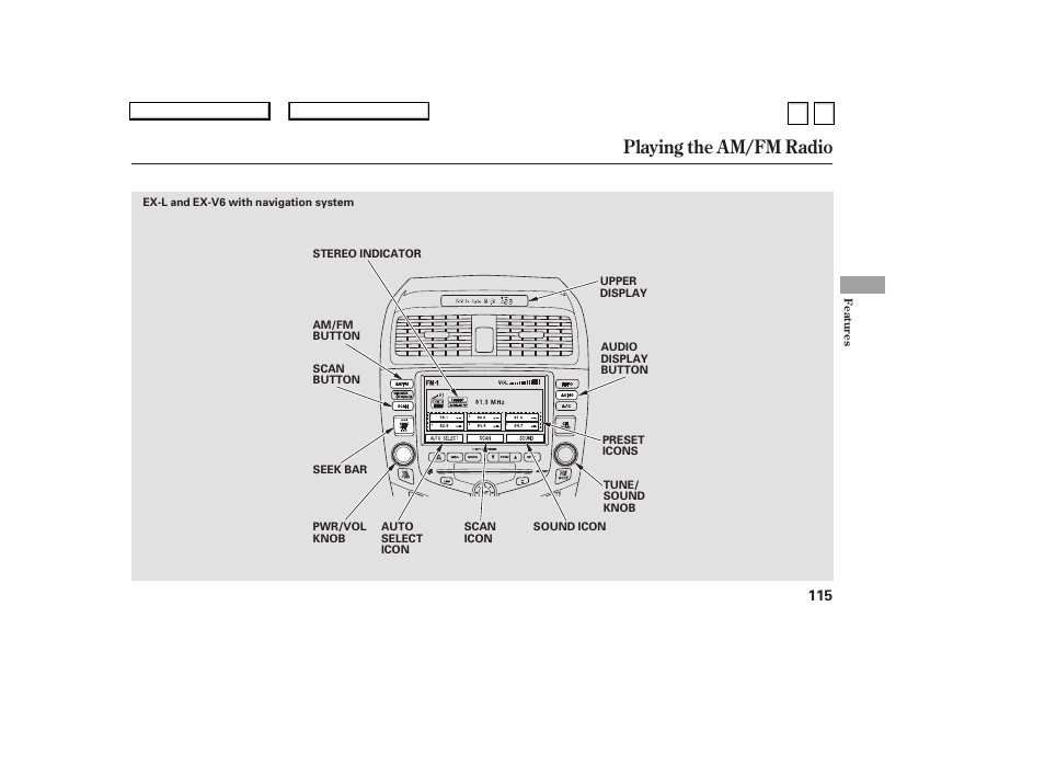 Playing the am/fm radio | HONDA 2007 Accord Sedan - Owner's Manual User Manual | Page 116 / 293