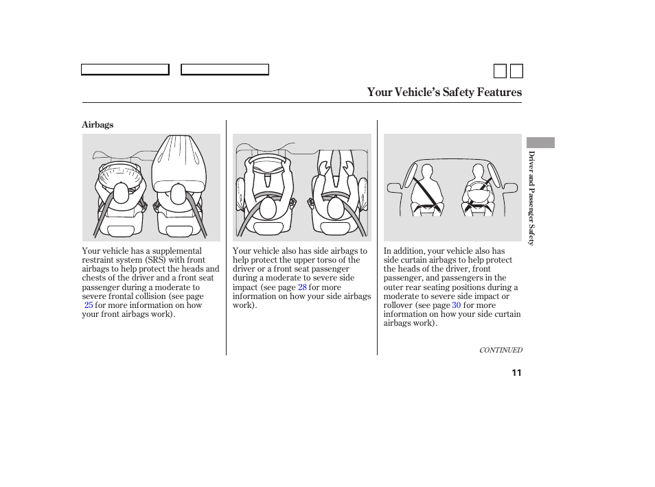 Your vehicle’s safety features | HONDA 2007 Accord Sedan - Owner's Manual User Manual | Page 12 / 293