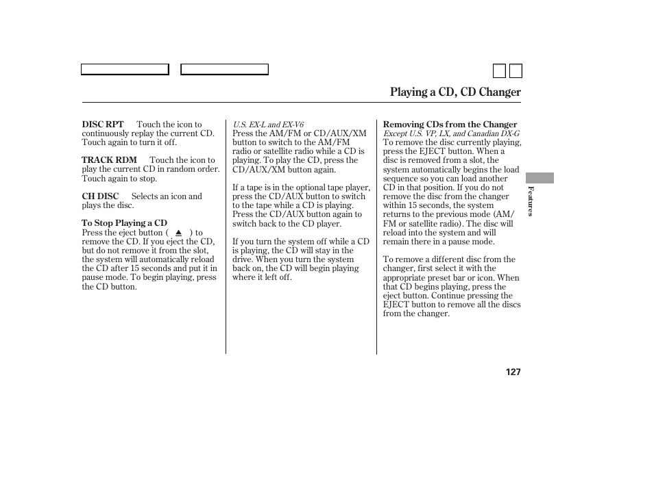 Playing a cd, cd changer | HONDA 2007 Accord Sedan - Owner's Manual User Manual | Page 128 / 293