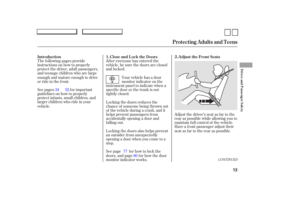 Protecting adults and teens | HONDA 2007 Accord Sedan - Owner's Manual User Manual | Page 14 / 293