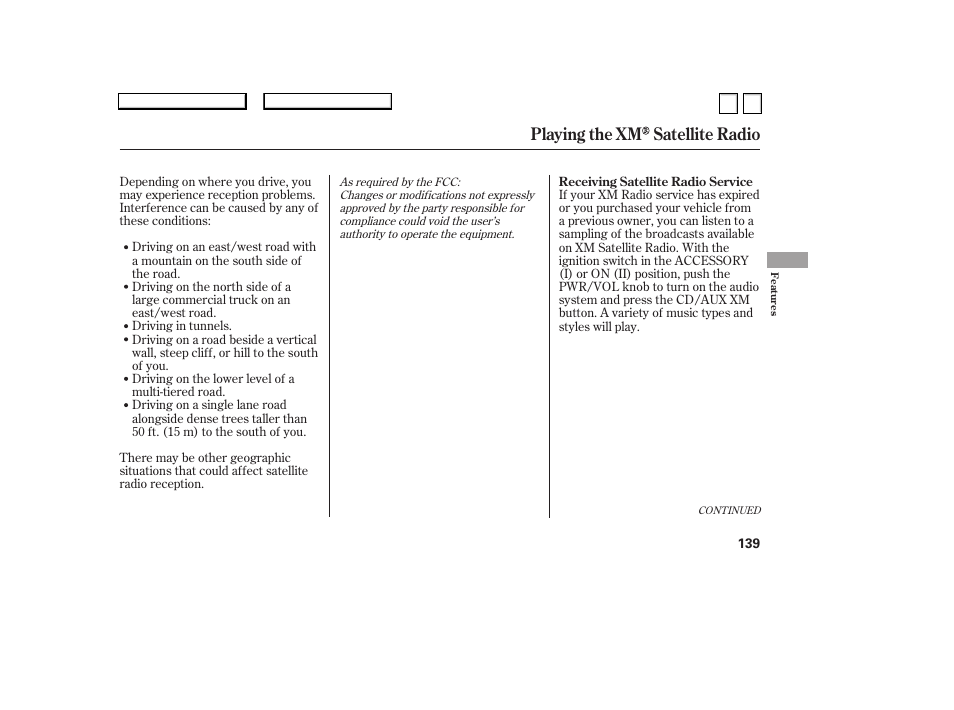 Playing the xm satellite radio | HONDA 2007 Accord Sedan - Owner's Manual User Manual | Page 140 / 293