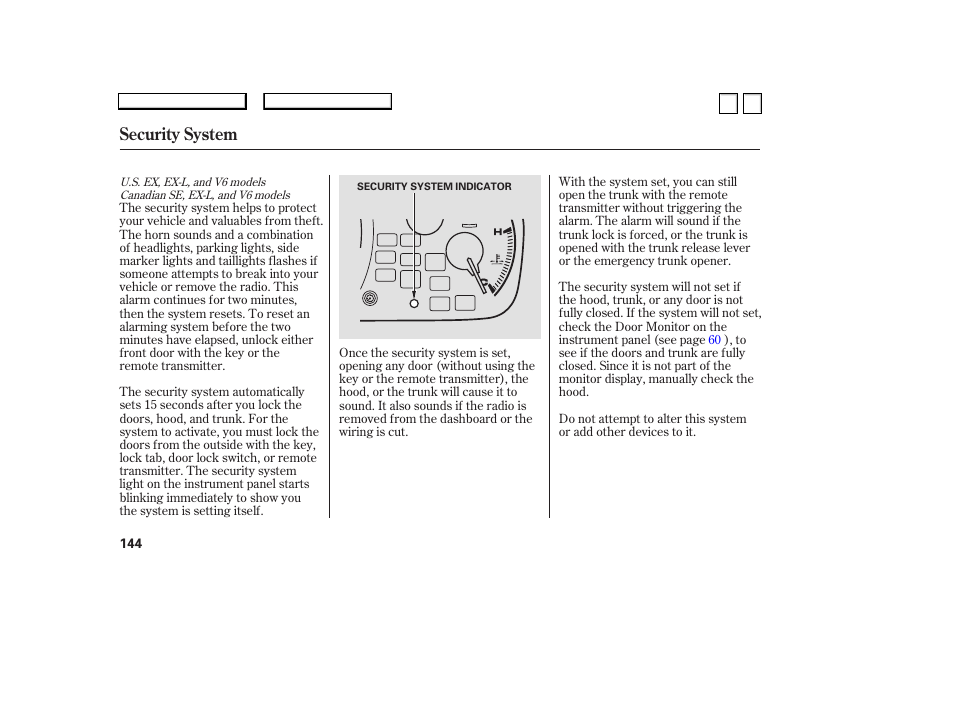 Security system | HONDA 2007 Accord Sedan - Owner's Manual User Manual | Page 145 / 293