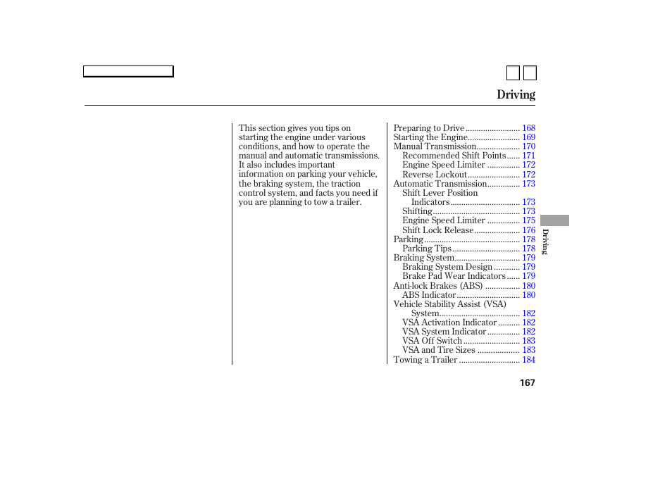 Ac070705indxa, Driving | HONDA 2007 Accord Sedan - Owner's Manual User Manual | Page 168 / 293