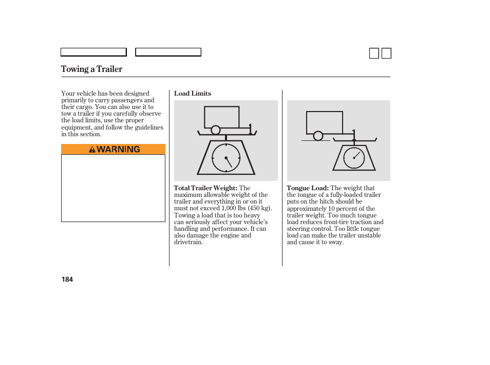 Towing a trailer | HONDA 2007 Accord Sedan - Owner's Manual User Manual | Page 185 / 293