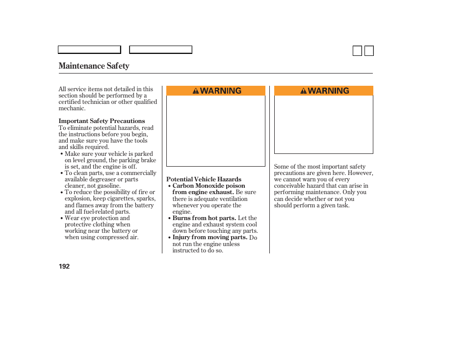 Ac0707o00192a, Maintenance safety | HONDA 2007 Accord Sedan - Owner's Manual User Manual | Page 193 / 293