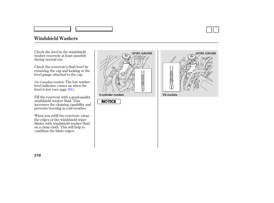 Ac0707o00210a, Windshield washers | HONDA 2007 Accord Sedan - Owner's Manual User Manual | Page 211 / 293