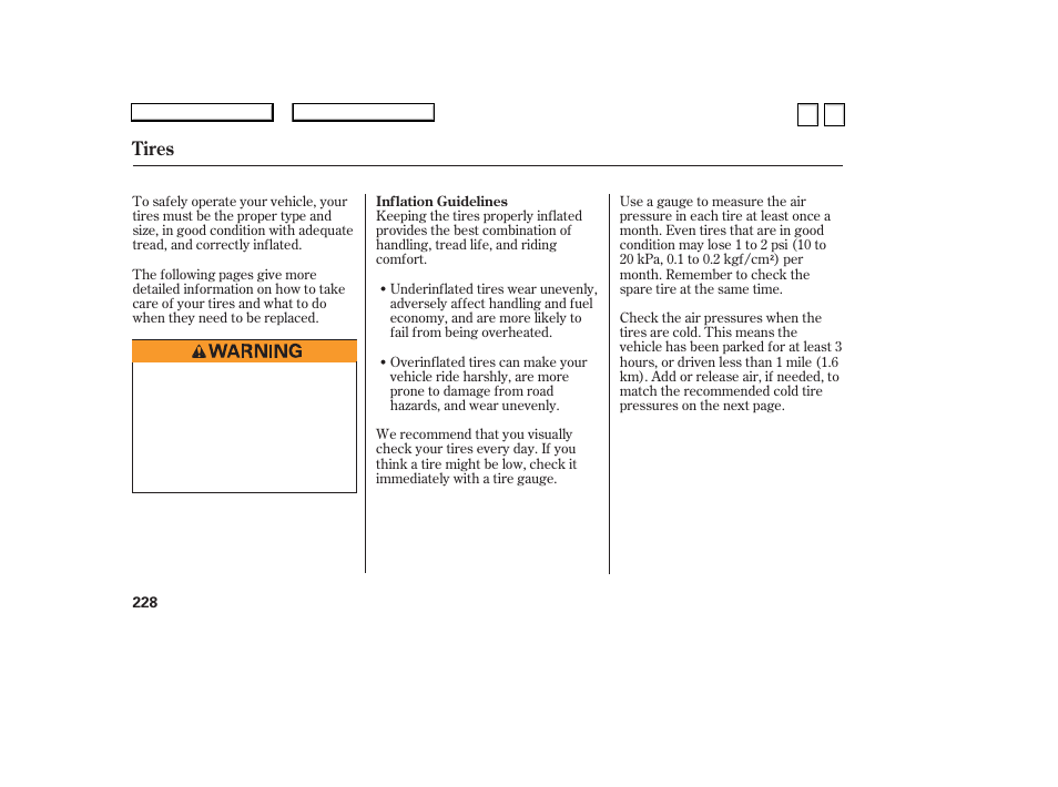 Tires | HONDA 2007 Accord Sedan - Owner's Manual User Manual | Page 229 / 293