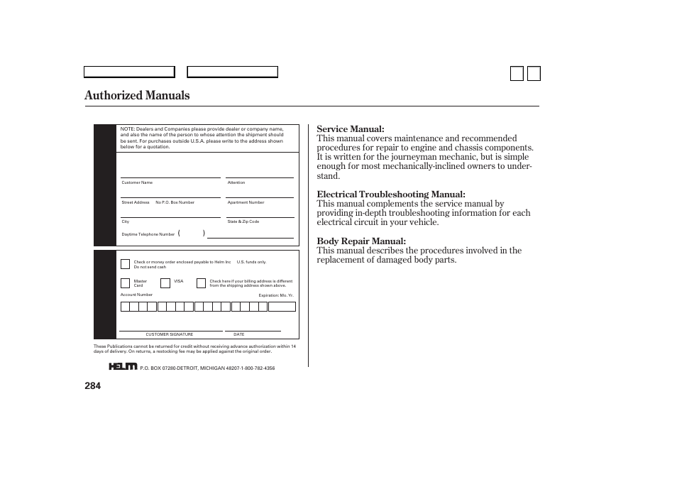 Authorized manuals | HONDA 2007 Accord Sedan - Owner's Manual User Manual | Page 285 / 293