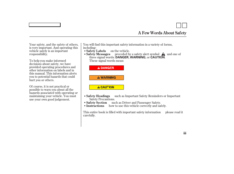 Ac0707osafety, A few words about safety | HONDA 2007 Accord Sedan - Owner's Manual User Manual | Page 5 / 293