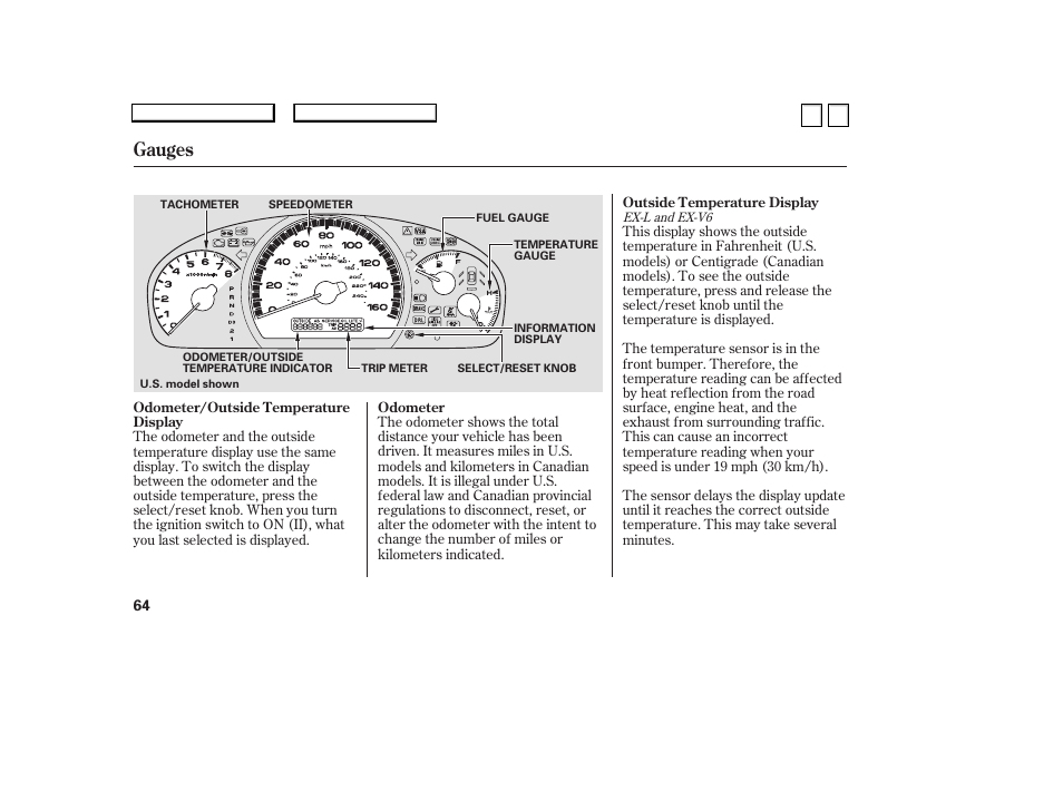 Gauges | HONDA 2007 Accord Sedan - Owner's Manual User Manual | Page 65 / 293