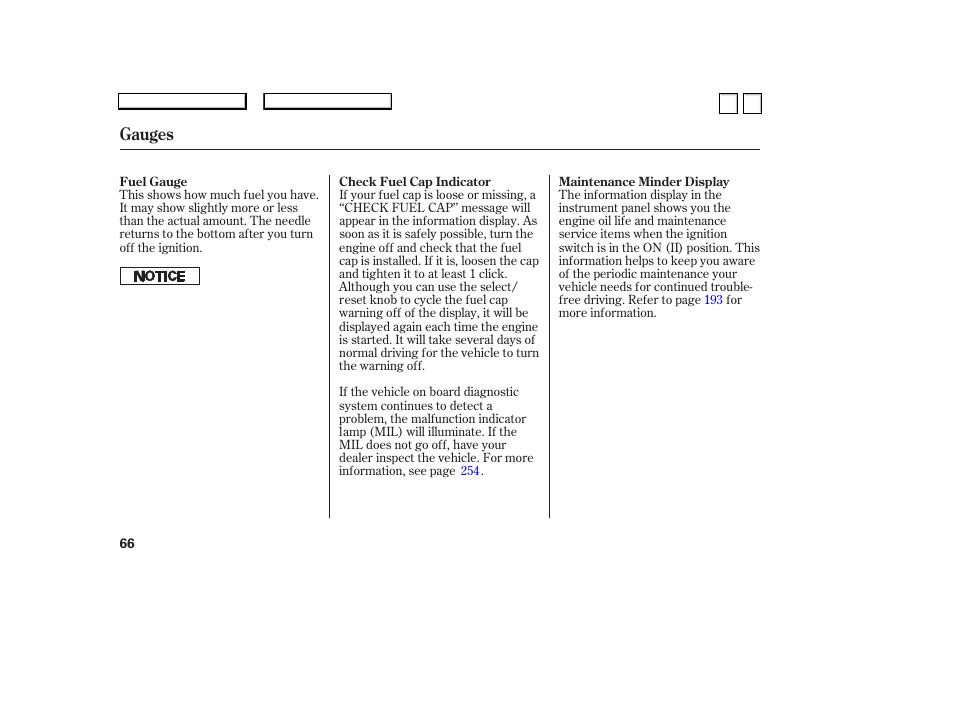 Gauges | HONDA 2007 Accord Sedan - Owner's Manual User Manual | Page 67 / 293