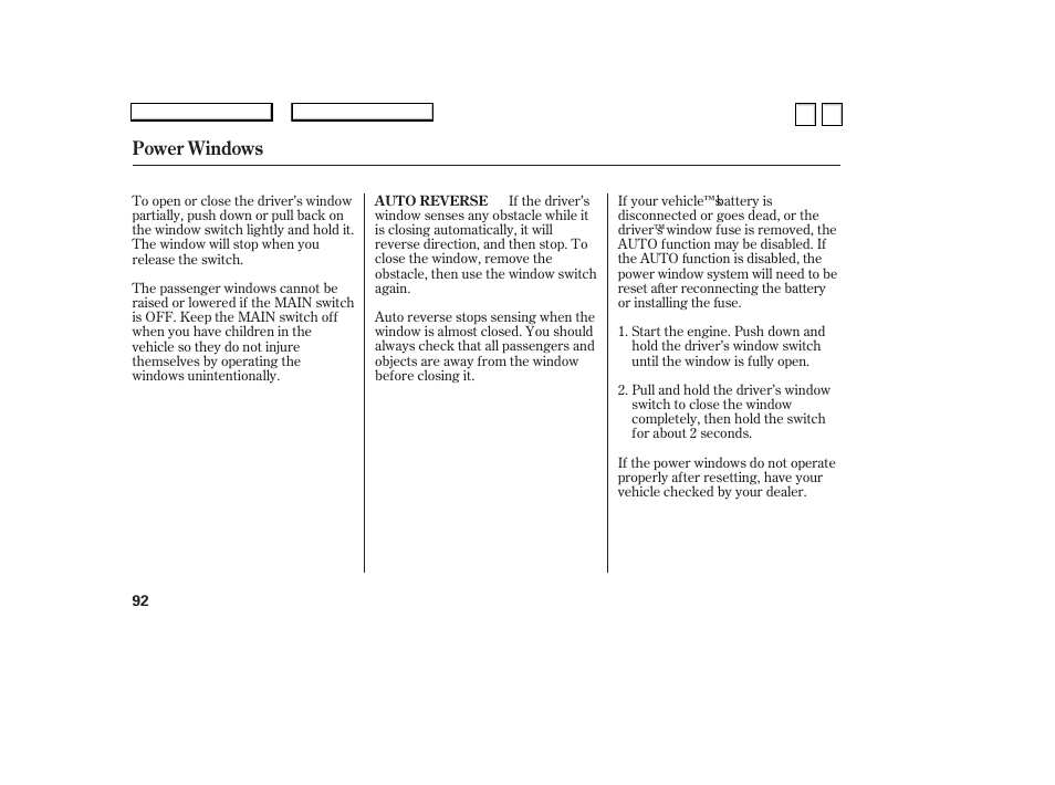 Power windows | HONDA 2007 Accord Sedan - Owner's Manual User Manual | Page 93 / 293