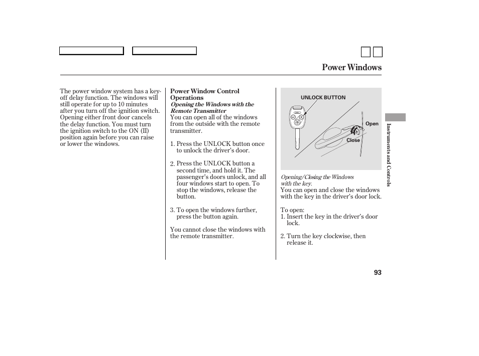 Power windows | HONDA 2007 Accord Sedan - Owner's Manual User Manual | Page 94 / 293