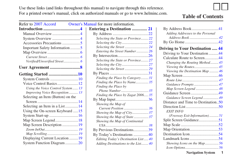 HONDA 2007 Accord - Navigation Manual User Manual | 3 pages