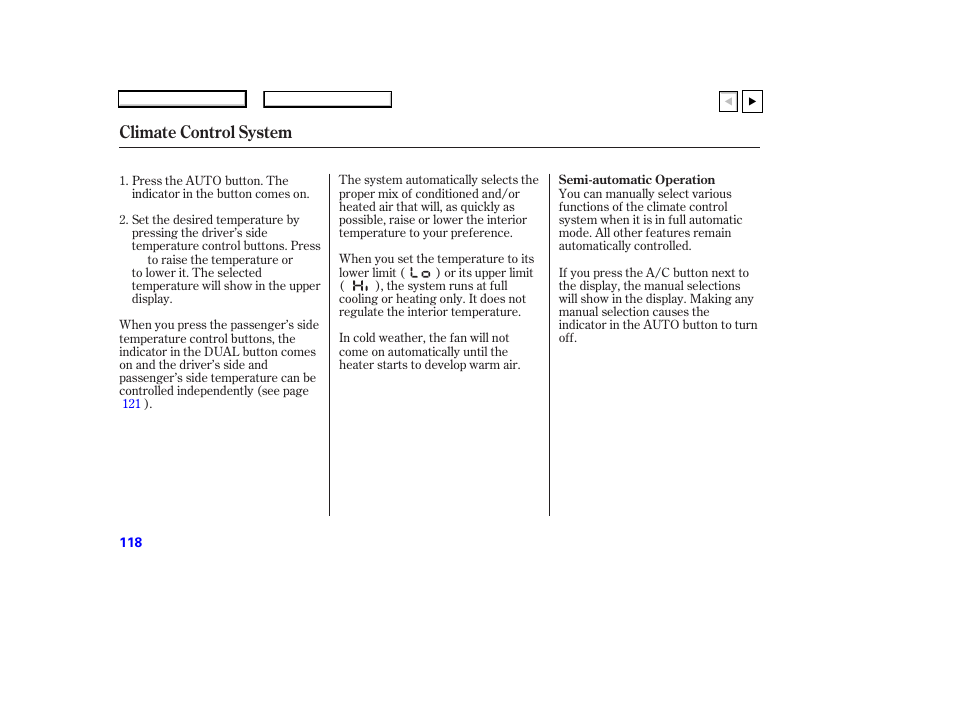 Climate control system | HONDA 2007 Accord Coupe - Owner's Manual User Manual | Page 121 / 320