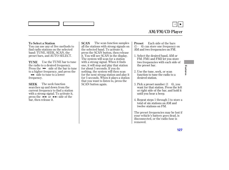 Am/fm/cd player | HONDA 2007 Accord Coupe - Owner's Manual User Manual | Page 130 / 320