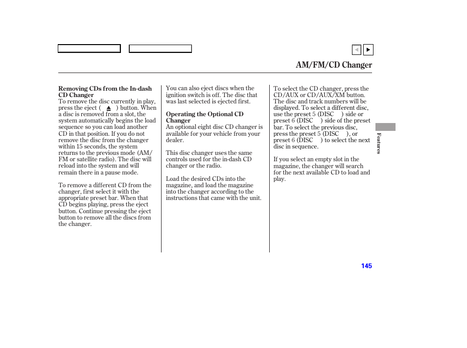 Am/fm/cd changer | HONDA 2007 Accord Coupe - Owner's Manual User Manual | Page 148 / 320