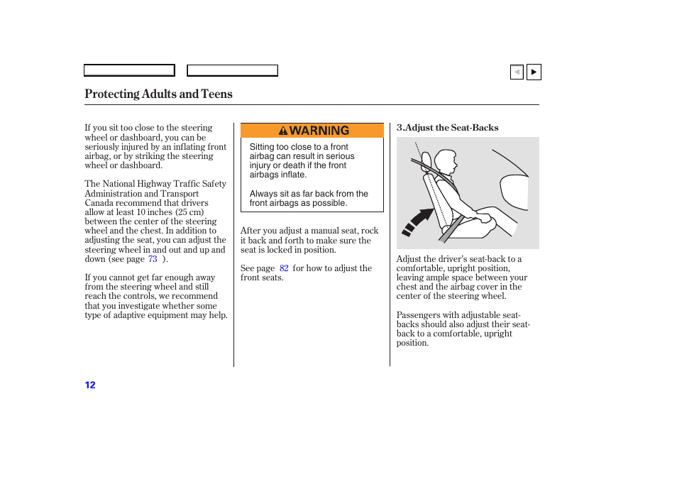 Protecting adults and teens | HONDA 2007 Accord Coupe - Owner's Manual User Manual | Page 15 / 320