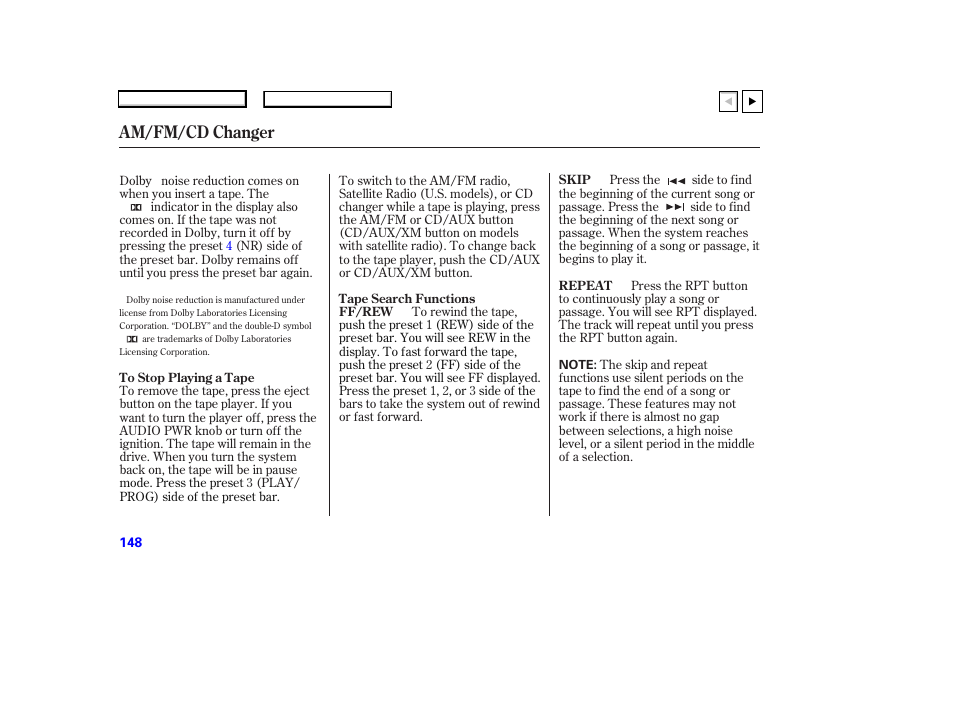 Am/fm/cd changer | HONDA 2007 Accord Coupe - Owner's Manual User Manual | Page 151 / 320