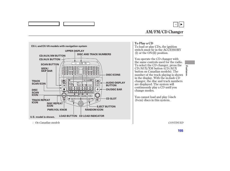 Am/fm/cd changer | HONDA 2007 Accord Coupe - Owner's Manual User Manual | Page 158 / 320