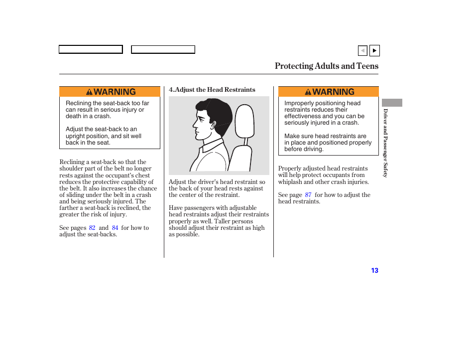 Protecting adults and teens | HONDA 2007 Accord Coupe - Owner's Manual User Manual | Page 16 / 320