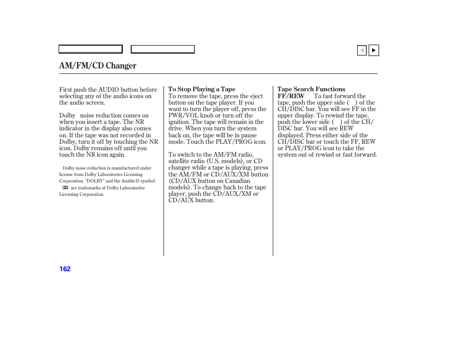 Am/fm/cd changer | HONDA 2007 Accord Coupe - Owner's Manual User Manual | Page 165 / 320