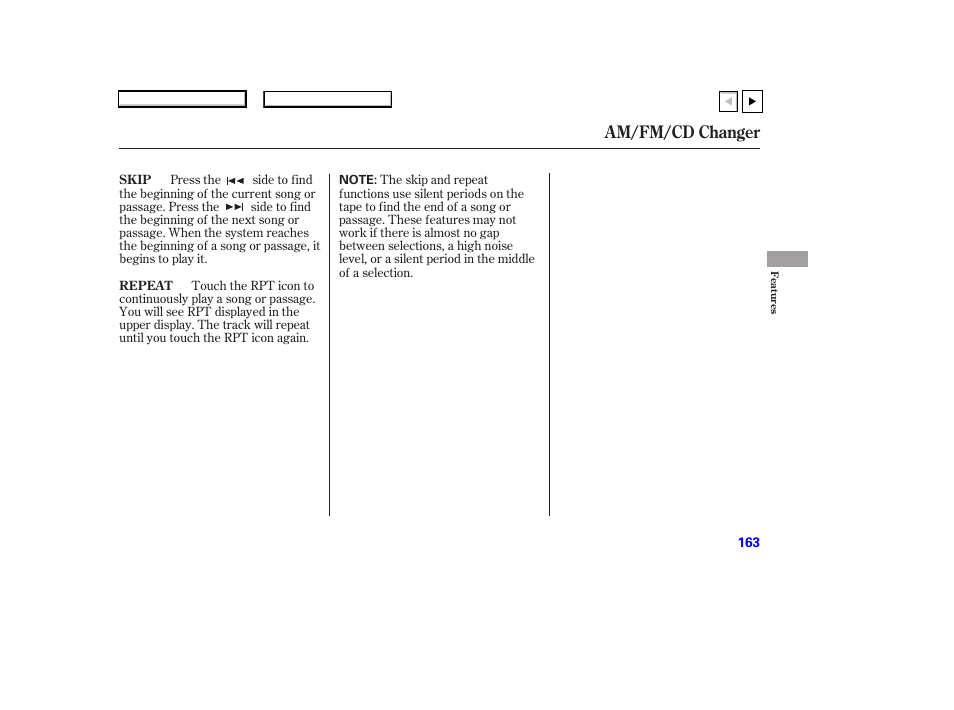 Am/fm/cd changer | HONDA 2007 Accord Coupe - Owner's Manual User Manual | Page 166 / 320