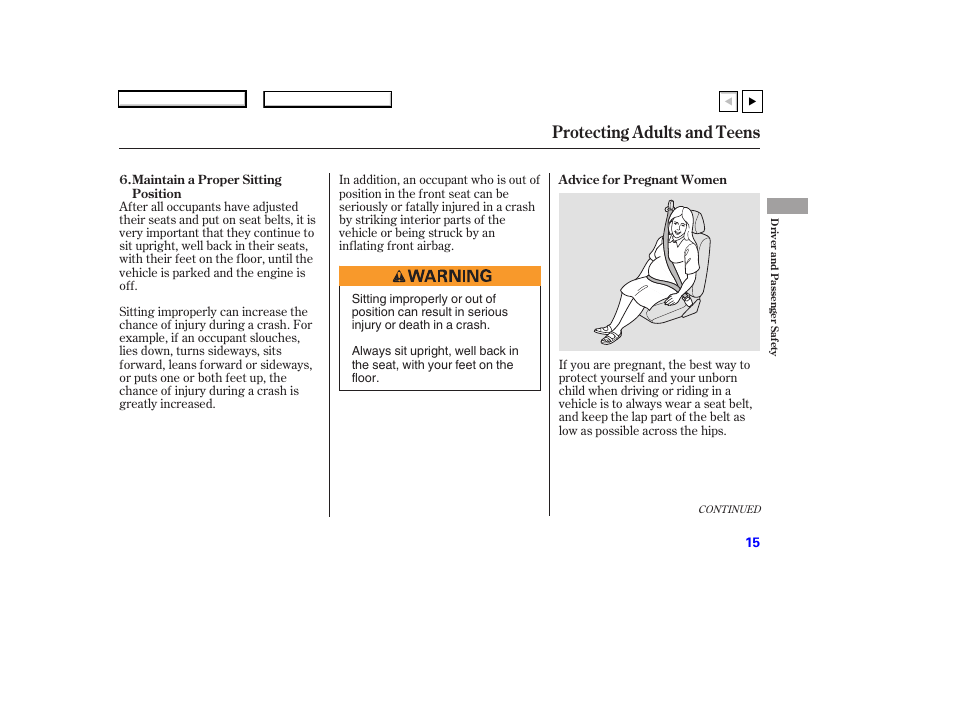 Protecting adults and teens | HONDA 2007 Accord Coupe - Owner's Manual User Manual | Page 18 / 320