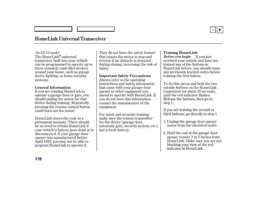 Homelink universal transceiver | HONDA 2007 Accord Coupe - Owner's Manual User Manual | Page 181 / 320