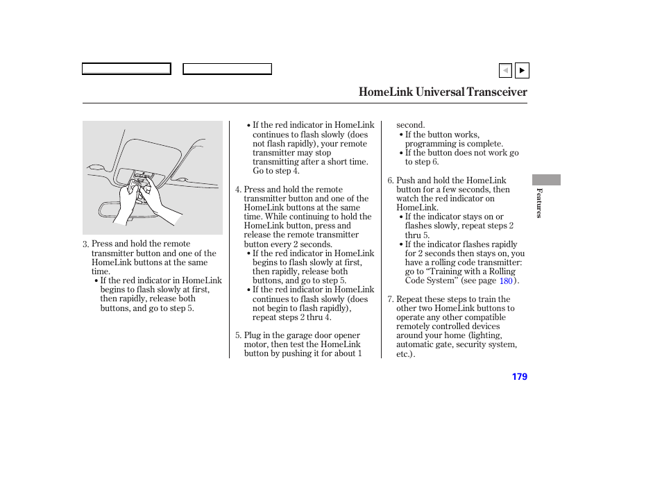 Homelink universal transceiver | HONDA 2007 Accord Coupe - Owner's Manual User Manual | Page 182 / 320