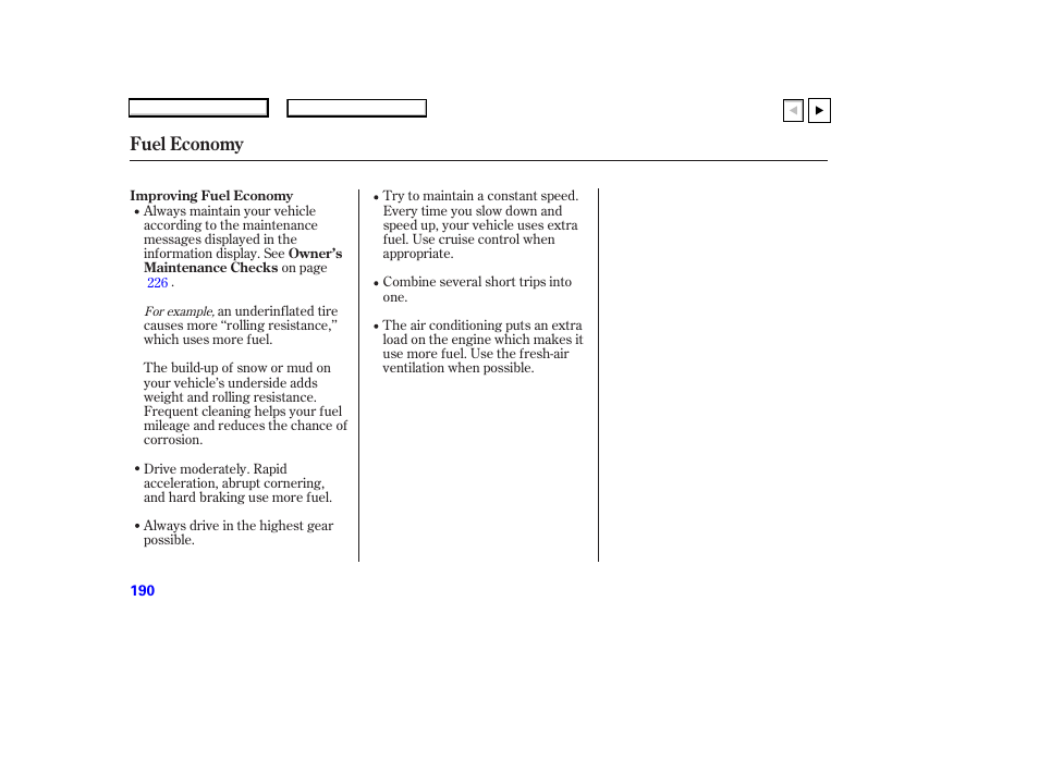 Fuel economy | HONDA 2007 Accord Coupe - Owner's Manual User Manual | Page 193 / 320