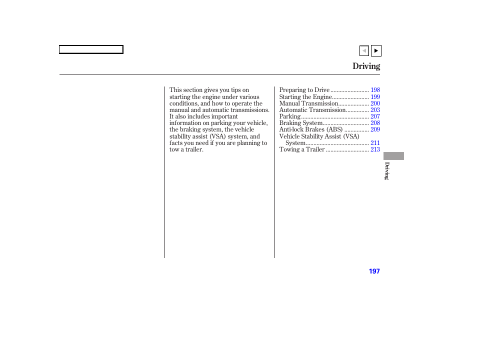 Ad070705indxa, Driving | HONDA 2007 Accord Coupe - Owner's Manual User Manual | Page 200 / 320