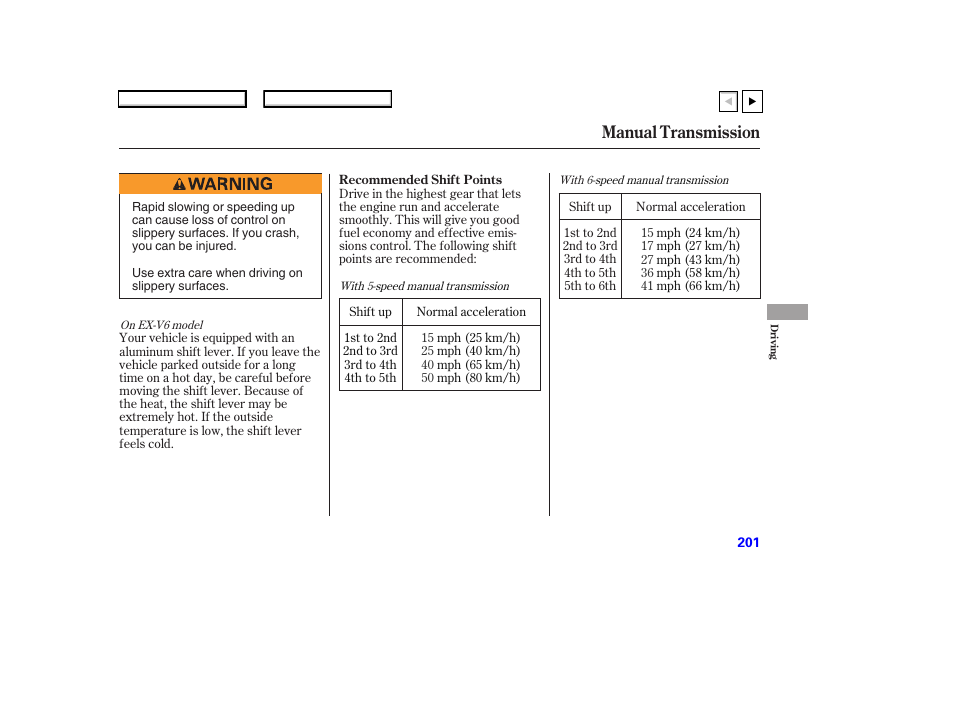 Manual transmission | HONDA 2007 Accord Coupe - Owner's Manual User Manual | Page 204 / 320