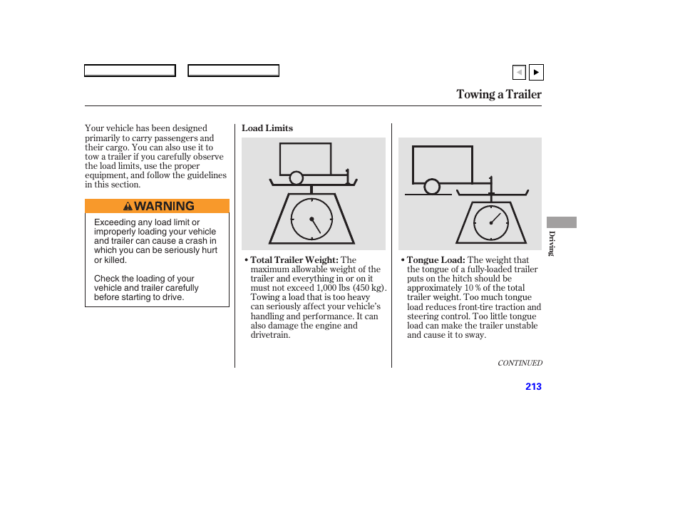 Towing a trailer | HONDA 2007 Accord Coupe - Owner's Manual User Manual | Page 216 / 320