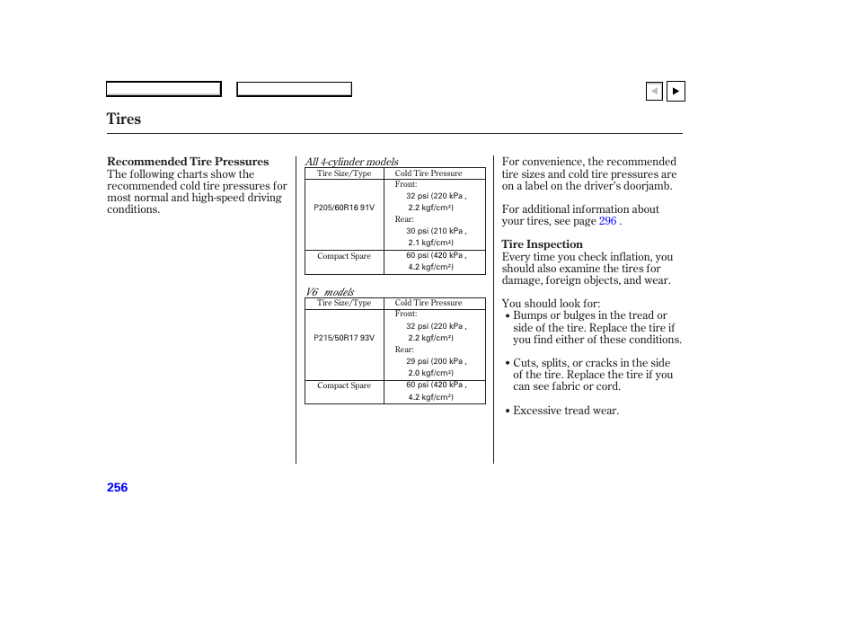 Tires | HONDA 2007 Accord Coupe - Owner's Manual User Manual | Page 259 / 320