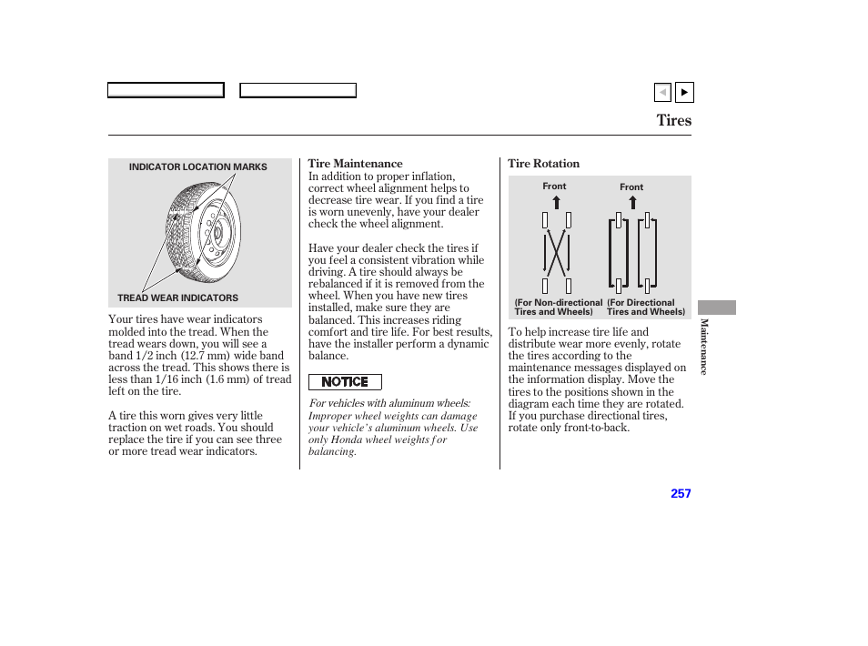 Ad0707o00257a, Tires | HONDA 2007 Accord Coupe - Owner's Manual User Manual | Page 260 / 320
